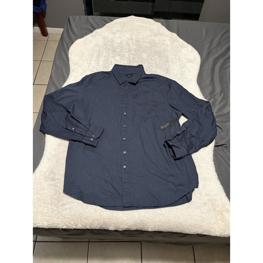 New Apt 9 Men's Blue Button Down Roll Up Shirt Size XL Top NWT